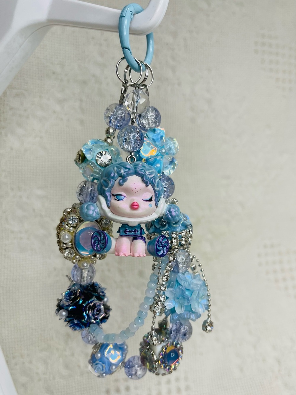 Skull Panda (baby blue) Phone Chain, Bag Charm, and Keychain